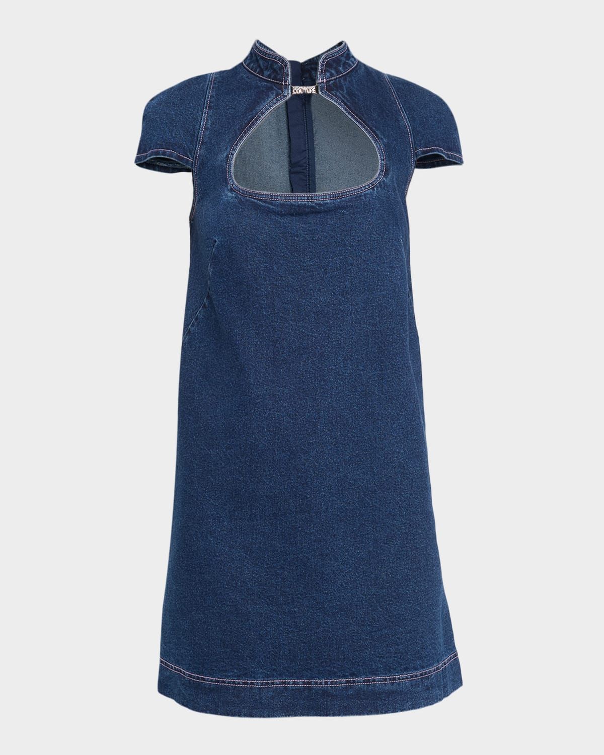 Cut-Out Denim Mini Dress