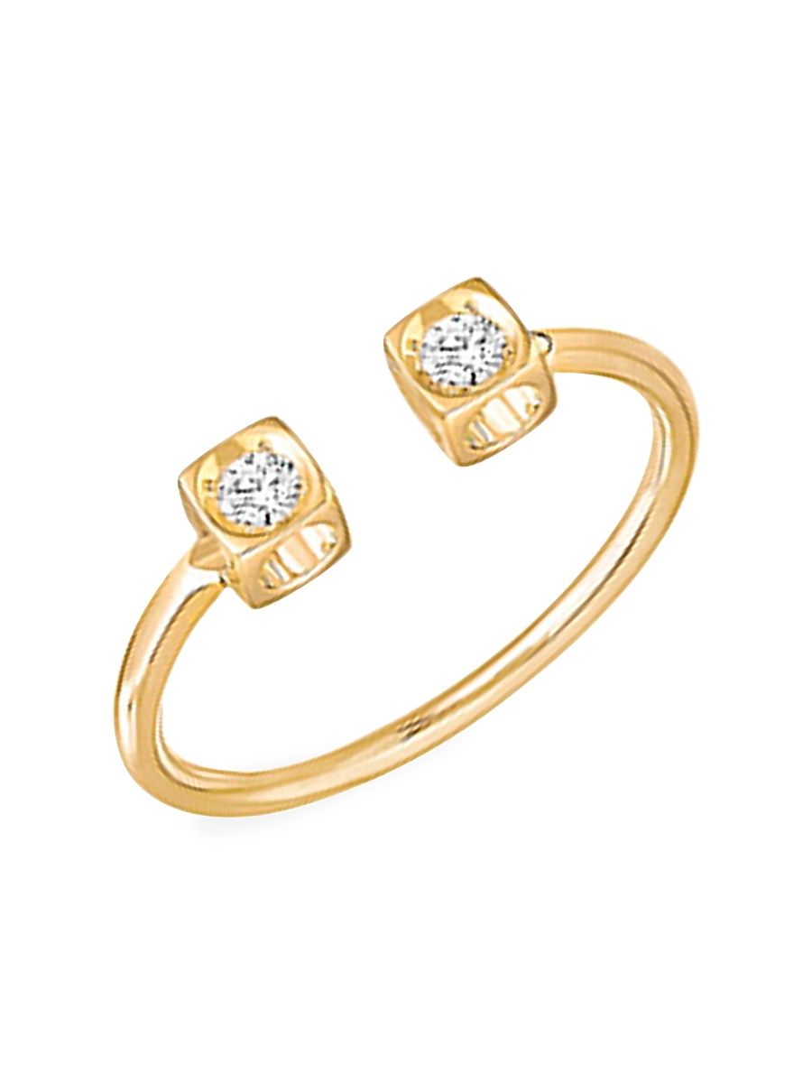 Women's Le Cube 18K Yellow Gold & Diamond Cuff Ring - Yellow Gold - Size 6