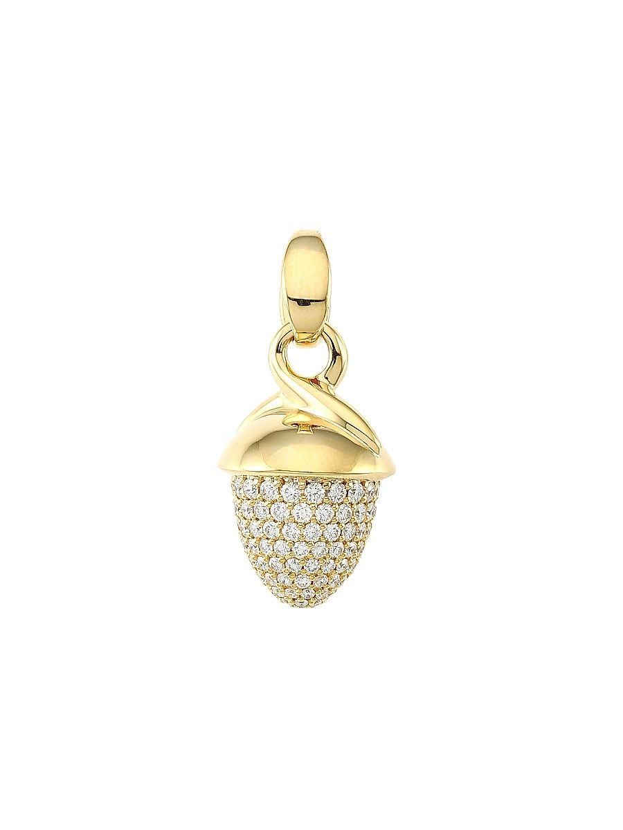 Women's Mikado Bouquet 18K Yellow Gold & Diamond Pavé Acorn Pendant - Yellow Gold
