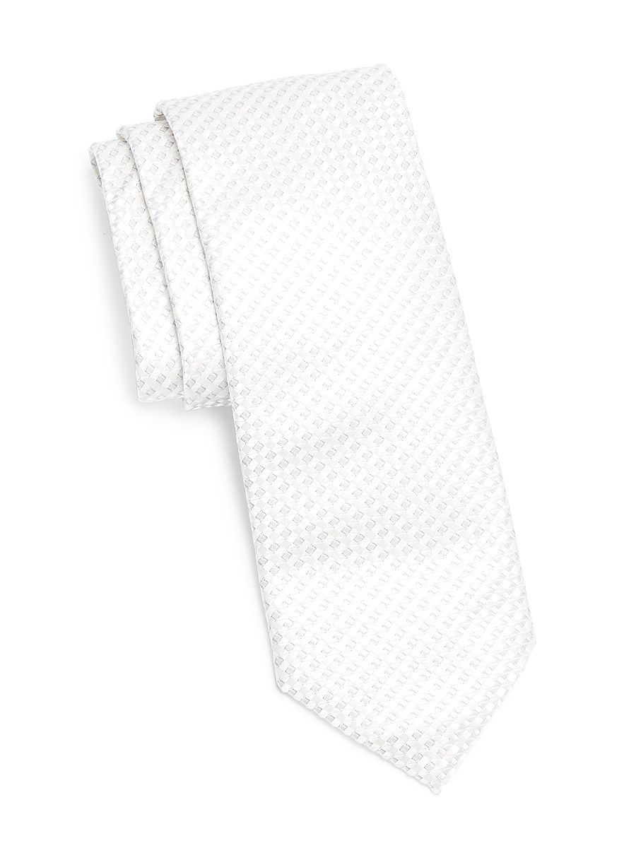 Men's Neat Silk Tie - White