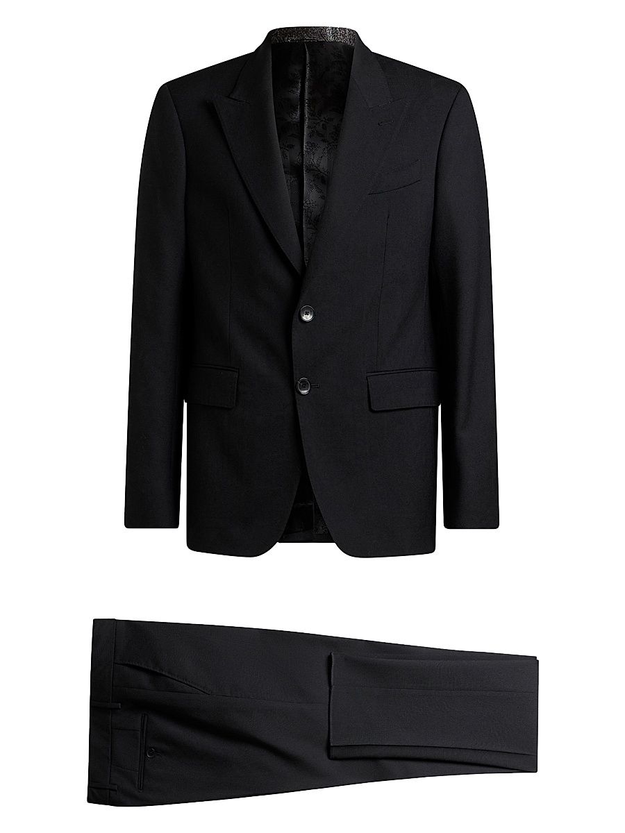 Men's Wool Single-Breasted Tuxedo - Black - Size 46