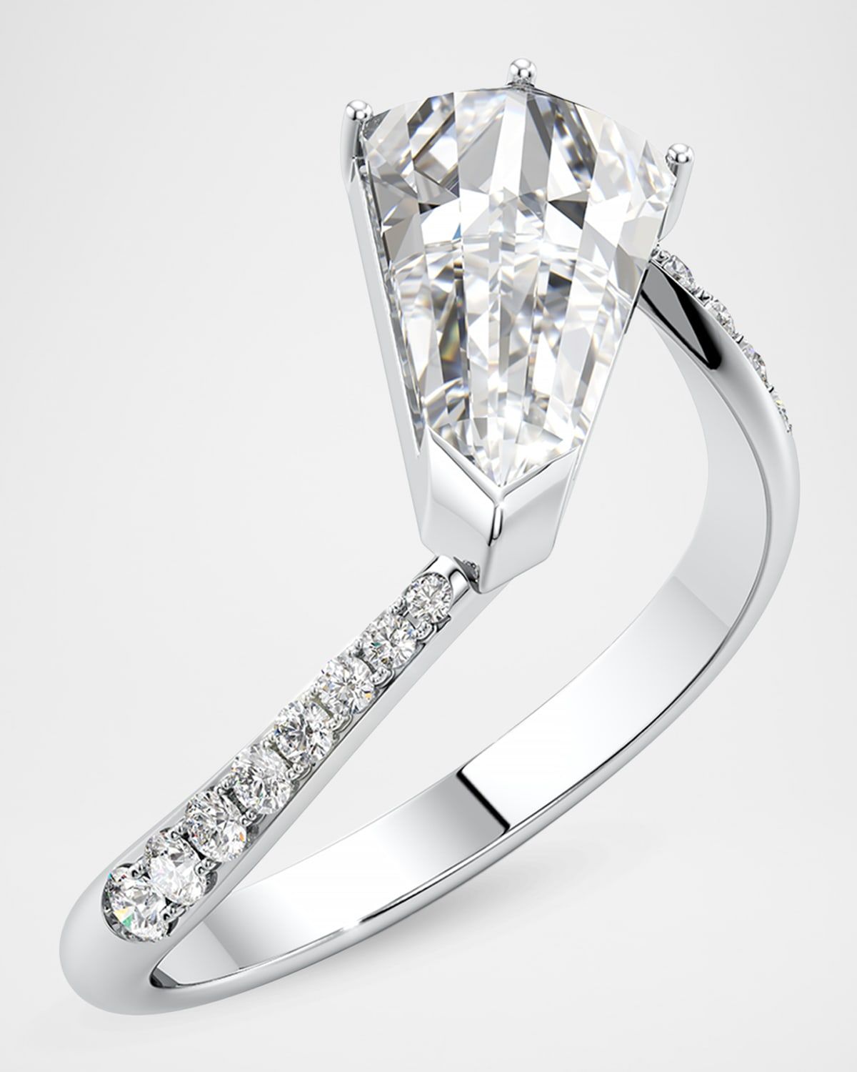 Phoenix Lab-Grown Diamond Solitaire Slant Ring in 18K White Gold