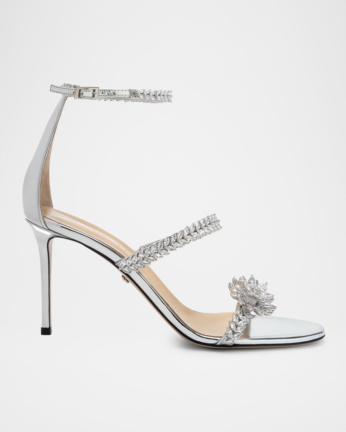 Lotus Crystal Metallic Ankle-Strap Sandals