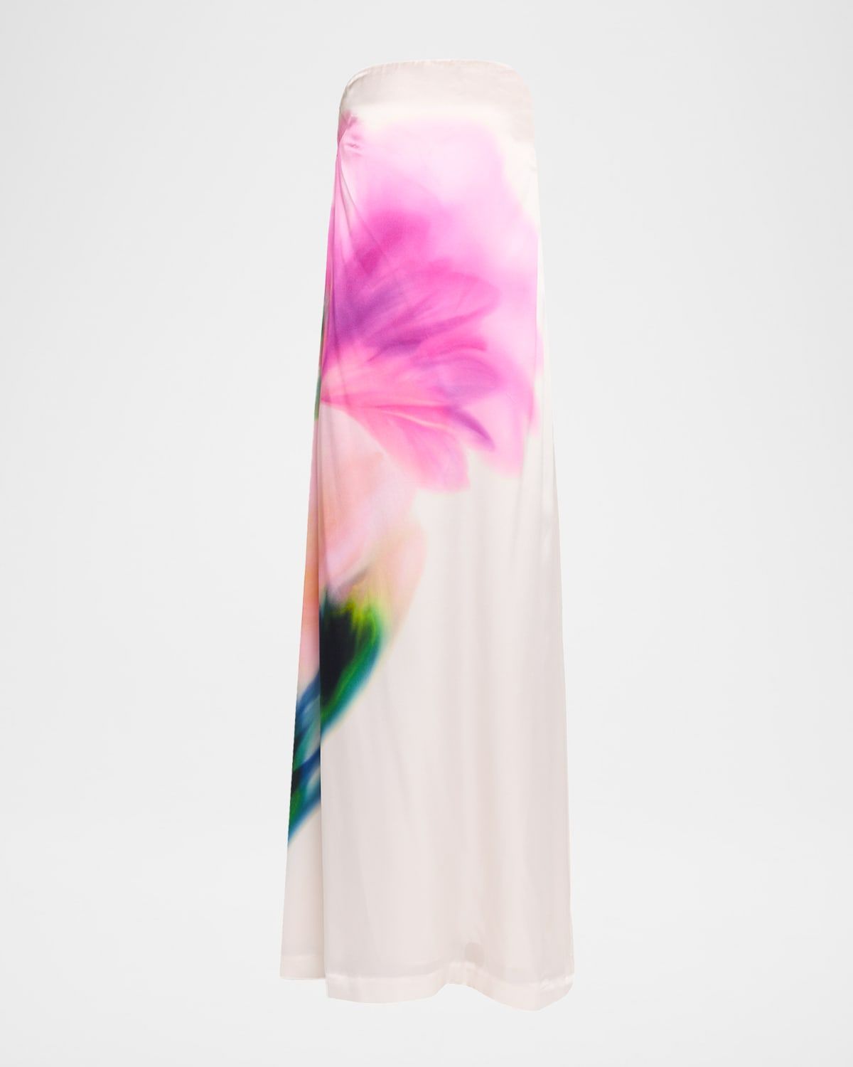 Dahlia Blossom Strapless Silk Maxi Dress