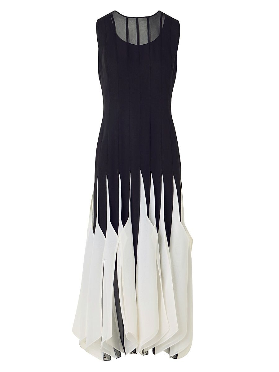 Women's High Plains Silk Organza Midi-Dress - Black Ecru - Size 2