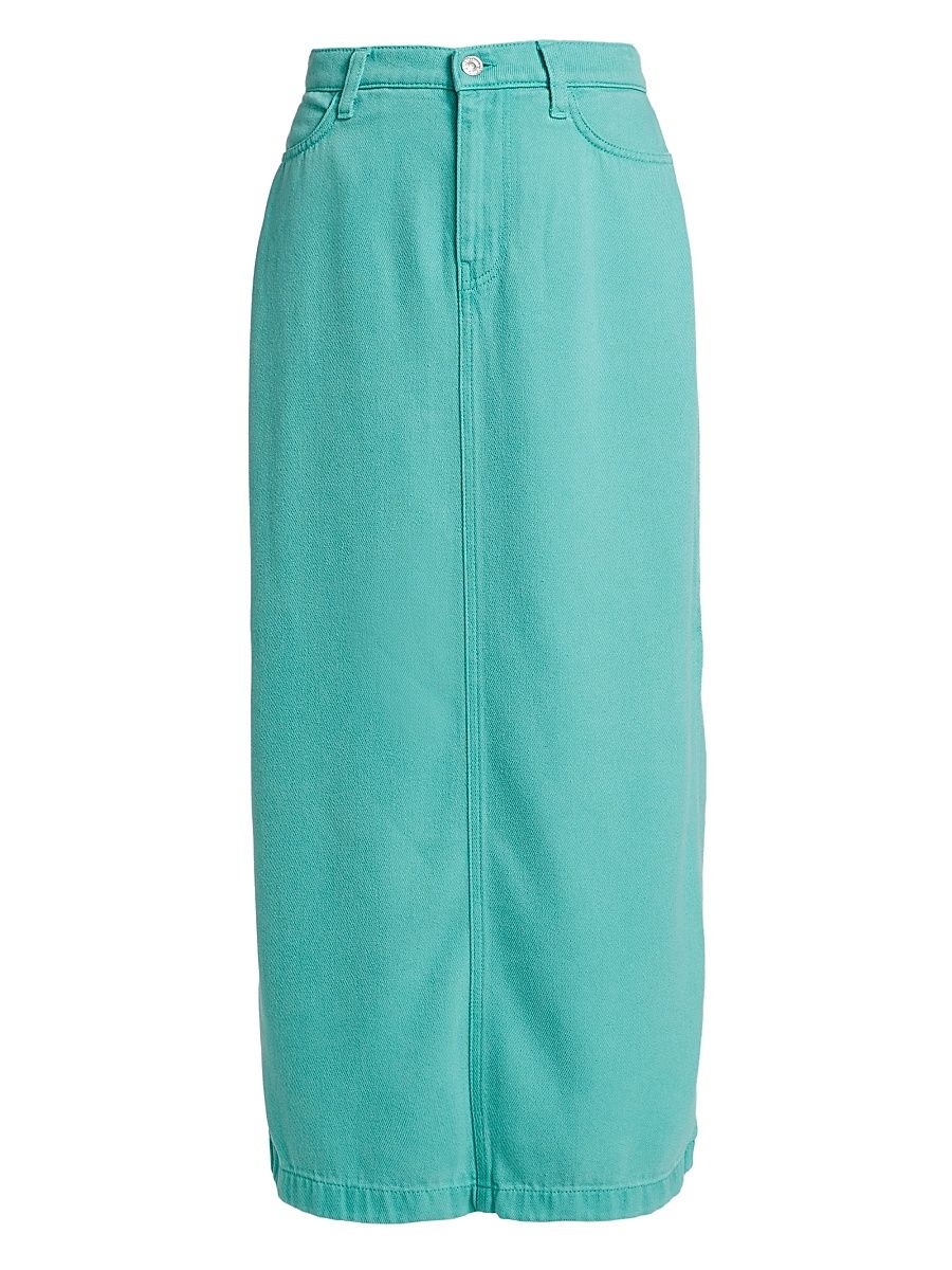 Women's Stretch Denim Midi-Skirt - Aqua - Size 30