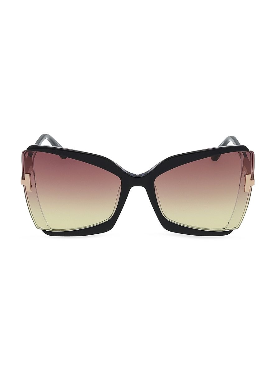 Women's Gia 63MM Butterfly Sunglasses - Black Crystal Rose Gold