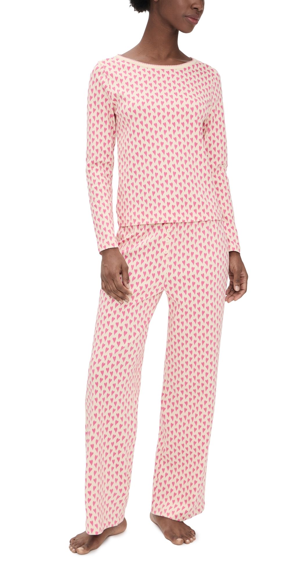 Cozyland by Morgan Lane Ellie Pajama Set Love Floats Print in Love Pink XL
