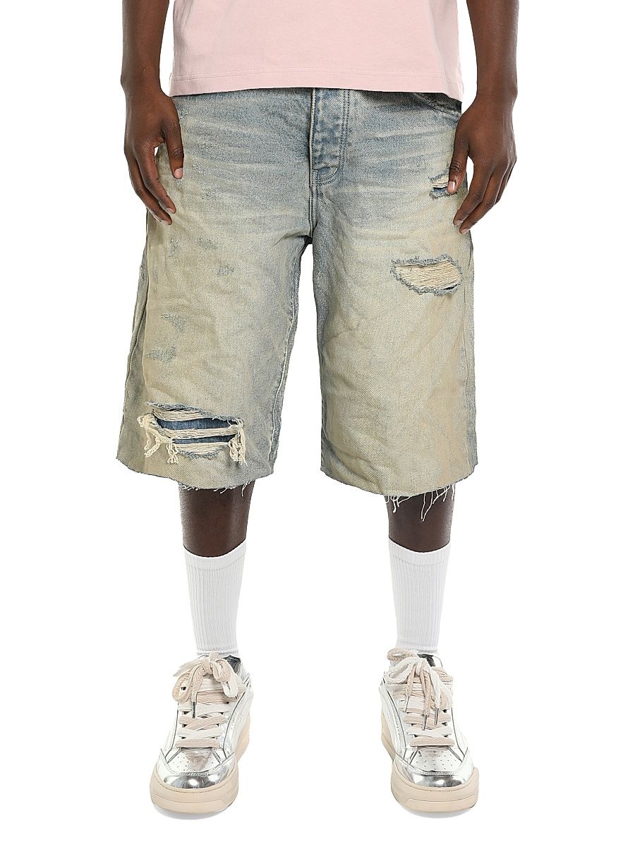 Men's Distressed Denim Shorts - Light Indigo - Size 28