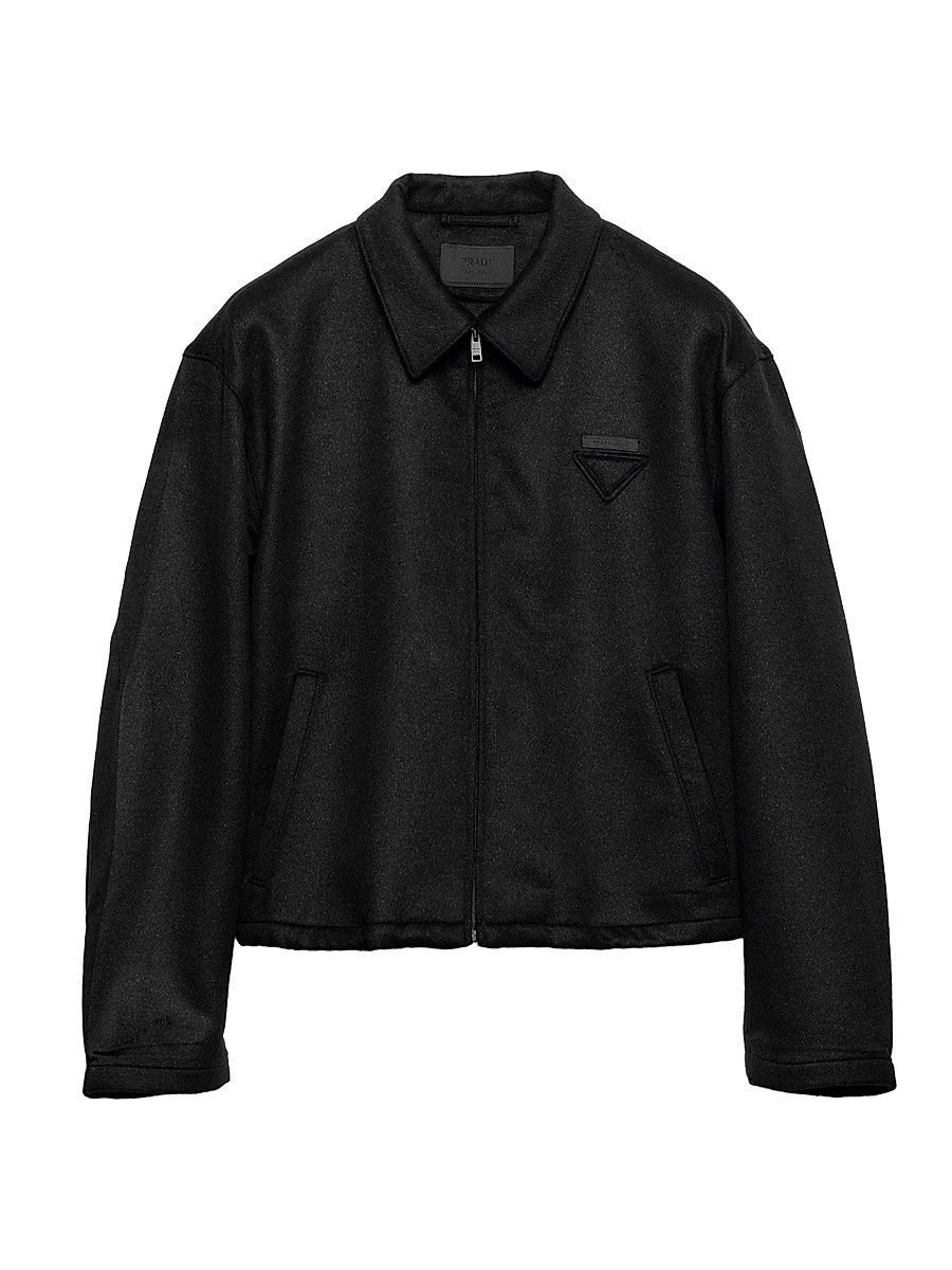 Men's Wool and Cashmere Blouson Jacket - Black - Size XXXL