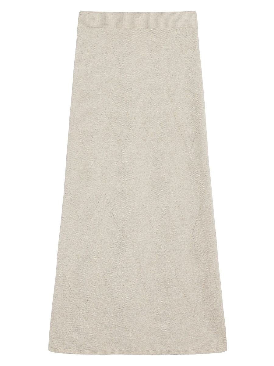Women's Argyle Cashmere Yarn Skirt - Beige - Size Large