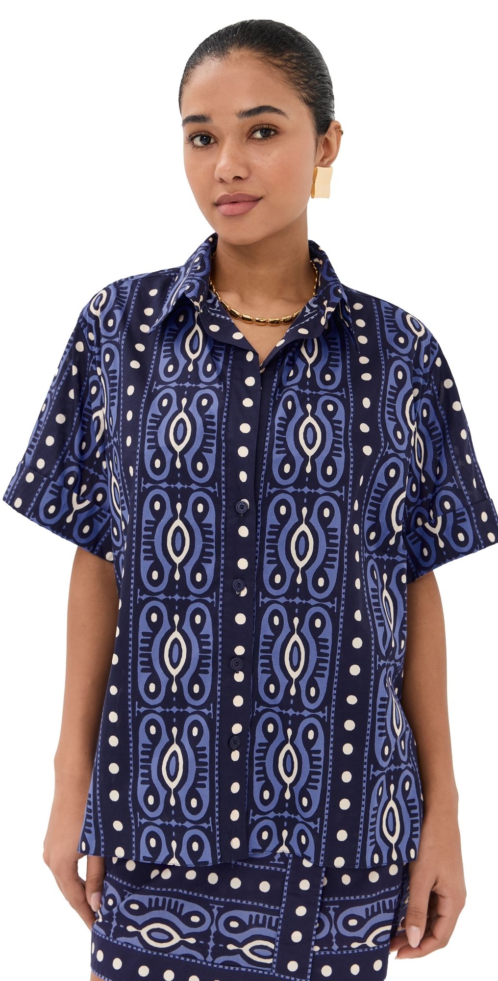 Johanna Ortiz Salty Promises Shirt Navy/Ecru 12