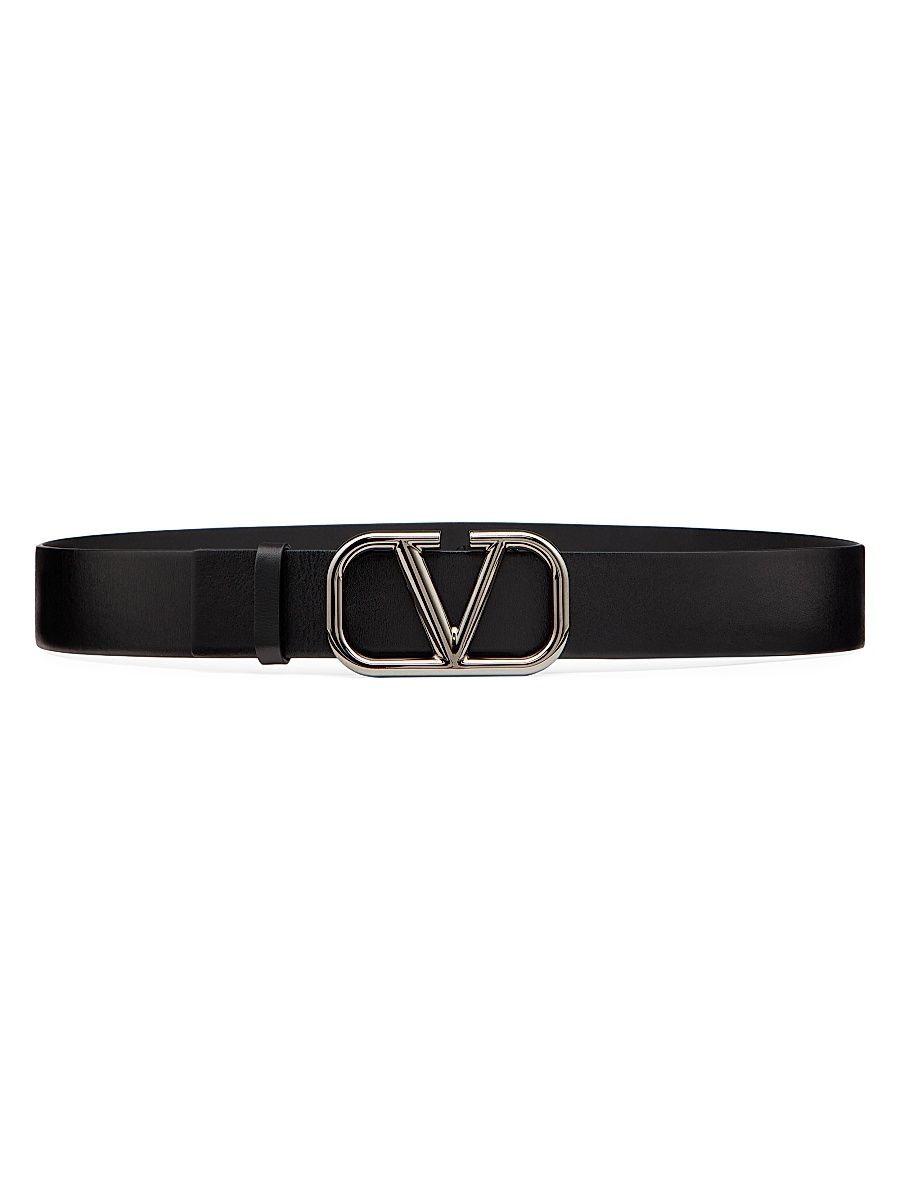 Men's VLogo Signature Calfskin Belt 40 MM - Black - Size 48