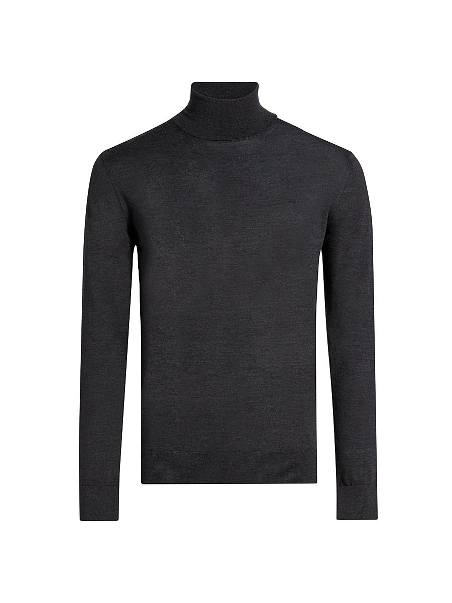 Men's COLLECTION Merino Wool-Cashmere Turtleneck Sweater - Charcoal - Size XXL