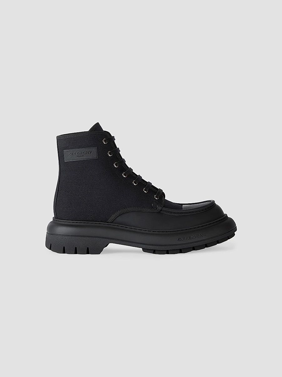 Givenchy Men's Cargo Desert Boots in Canvas and Gum Leather - Black - Size 13