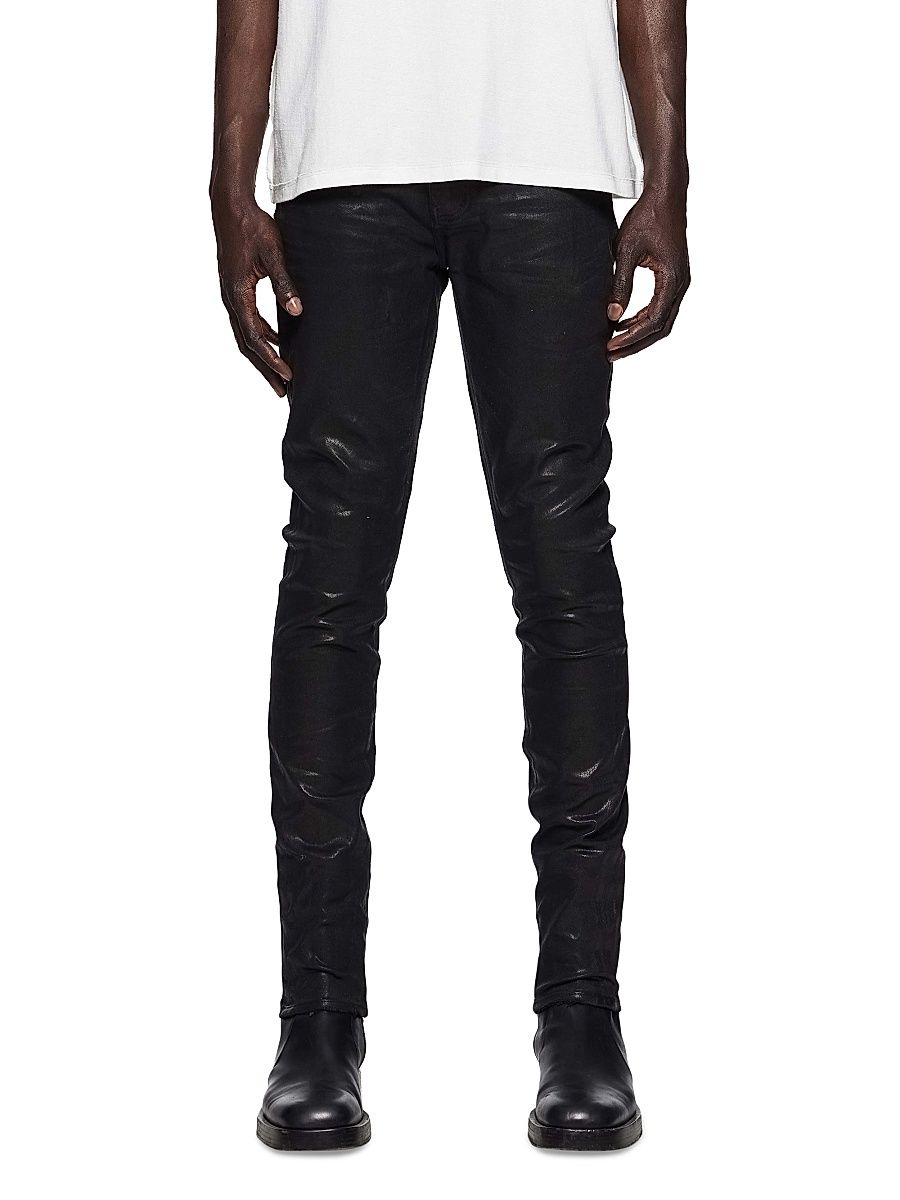 Men's Skinny Coated Pants - Black - Size 40