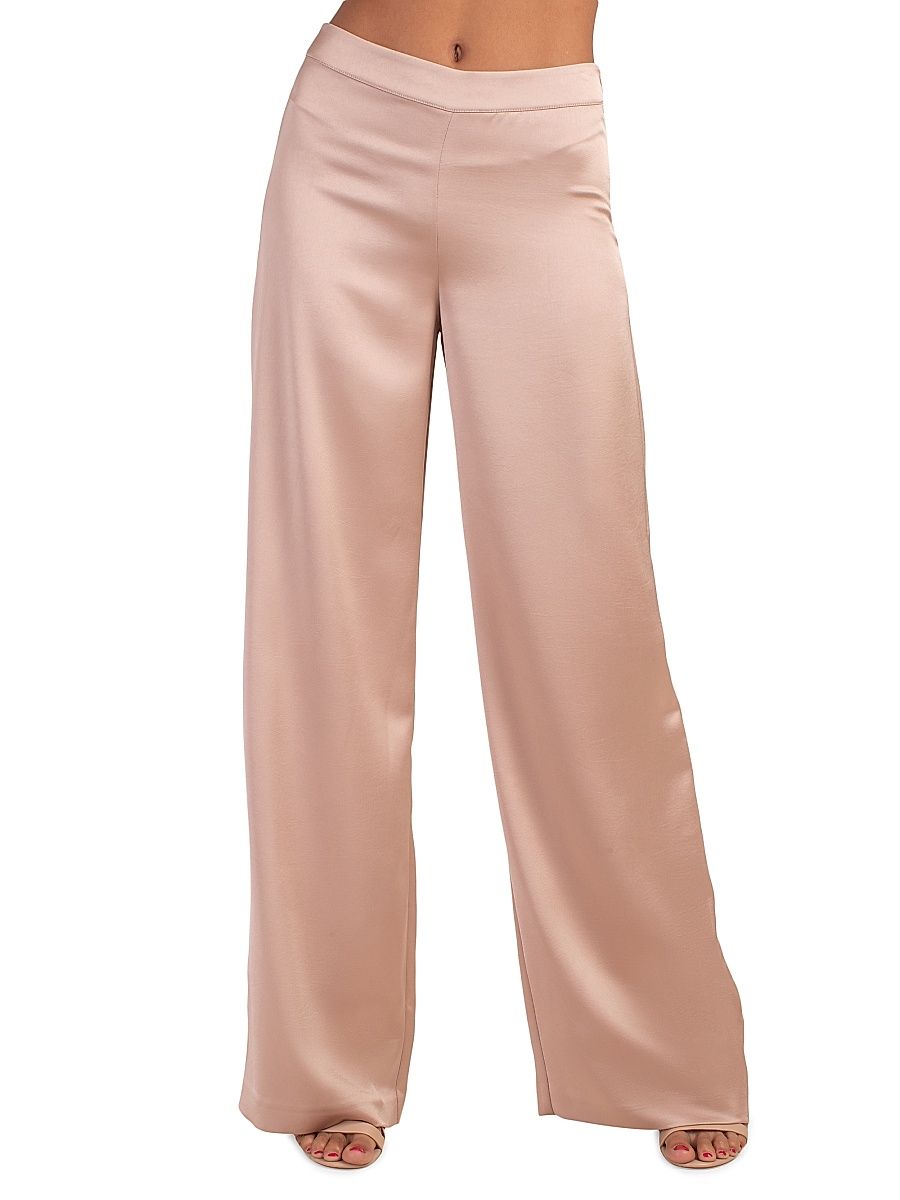 Women's Weekend Long Satin Wide-Leg Pants - Moonstone - Size 10