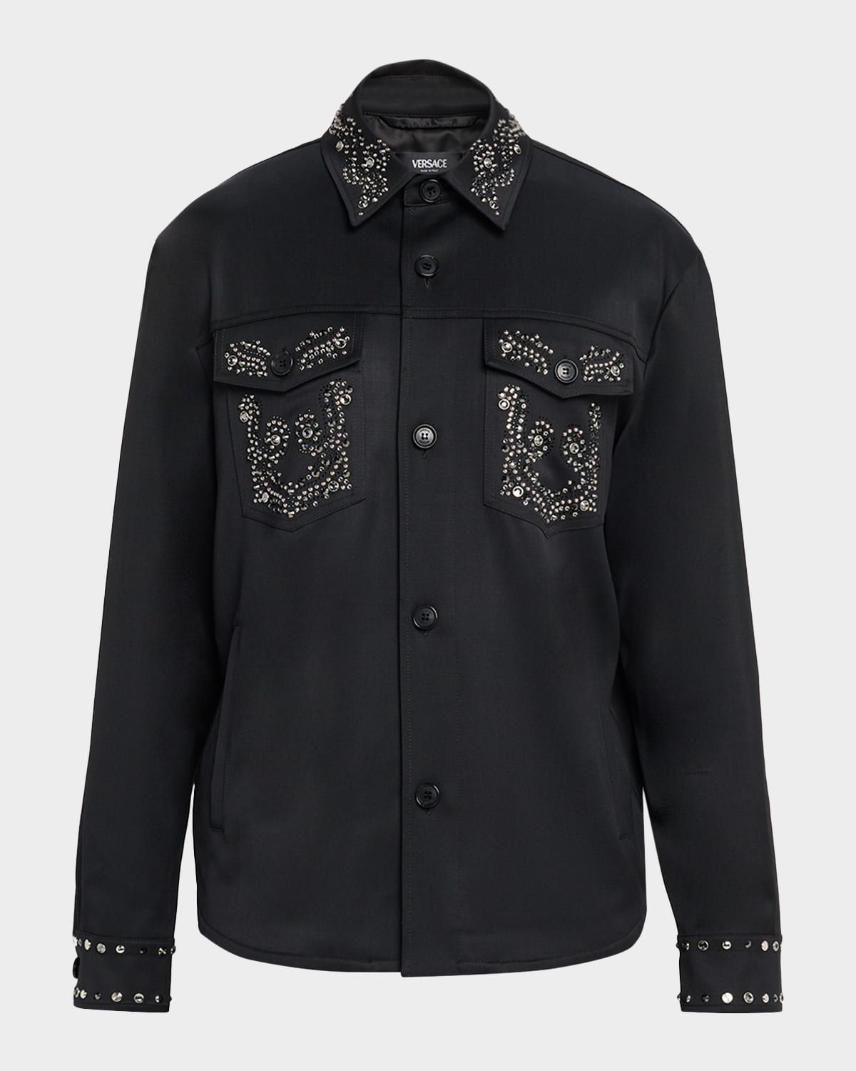 Men & apos;s Studded Wool Overshirt