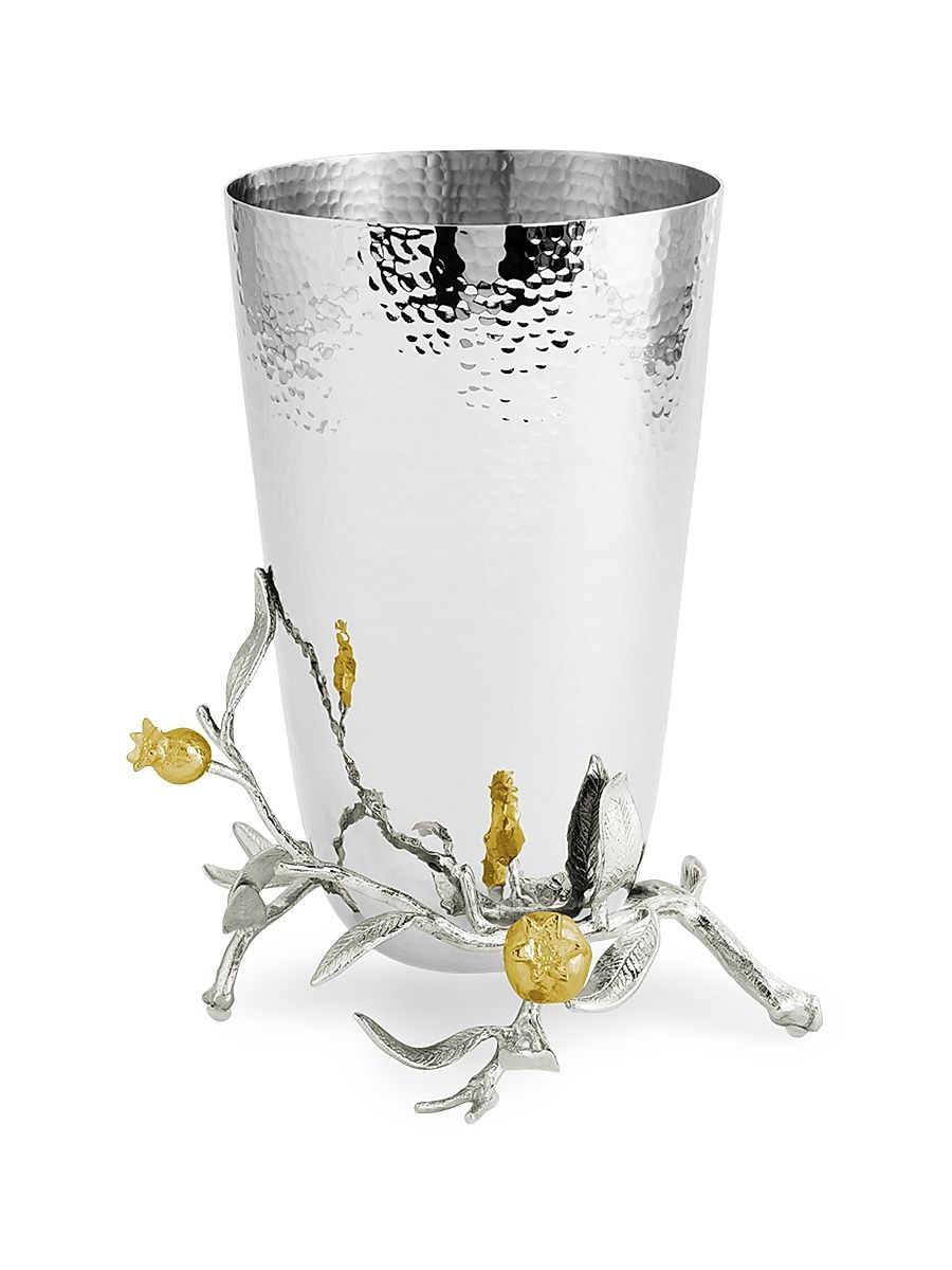Pomegranate Silver & Gold Vase - Gray
