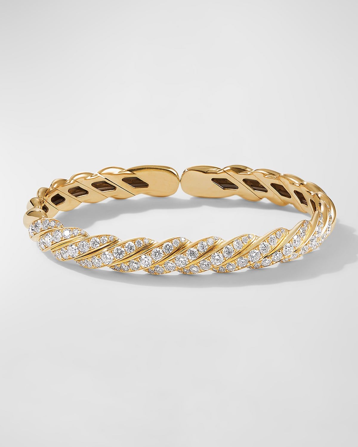 Sculpted Cable Flex Bracelet with Diamonds in 18K Yellow Gold