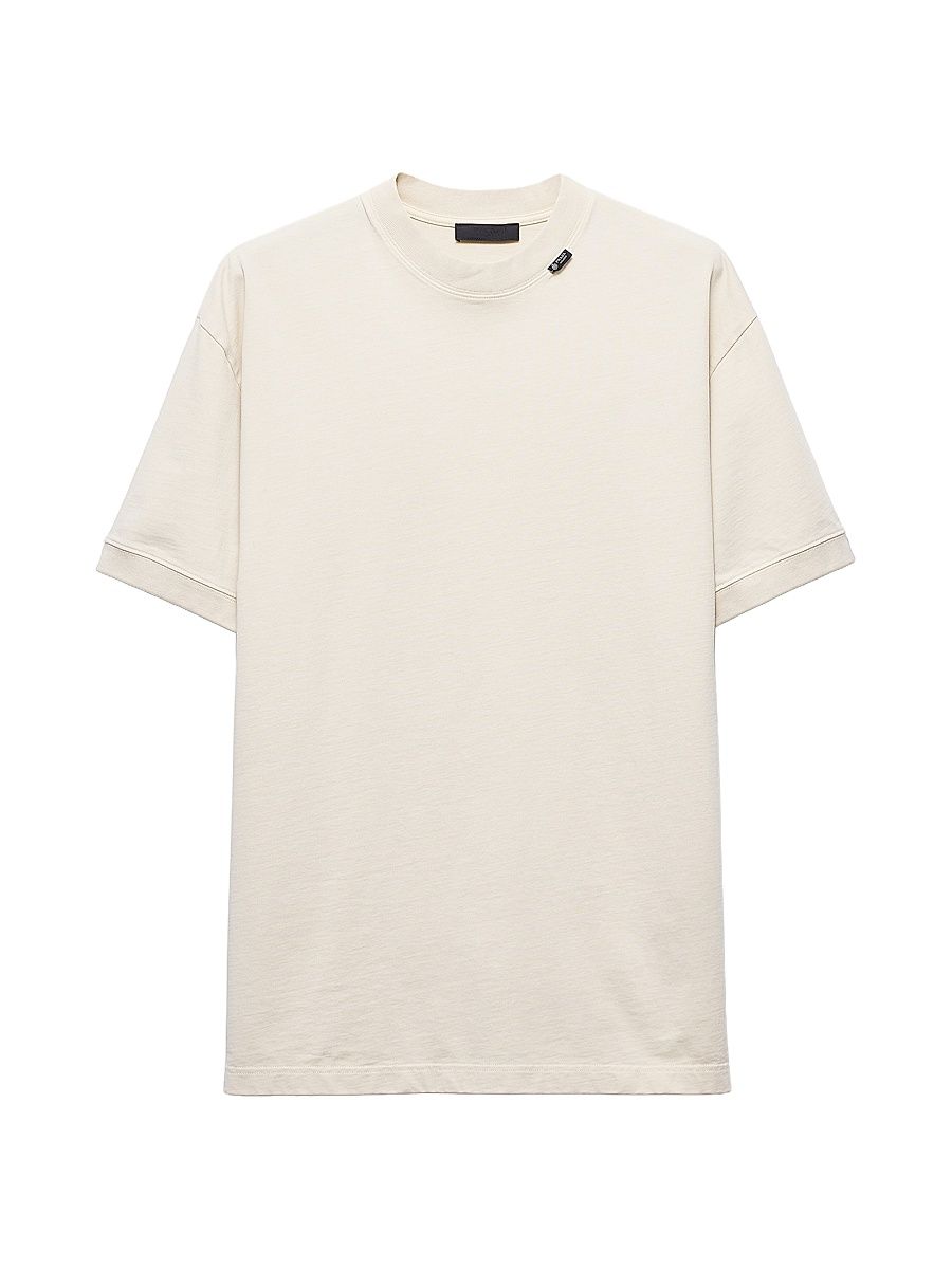 Men's Short-Sleeved Cotton T-Shirt - Beige Khaki - Size XL