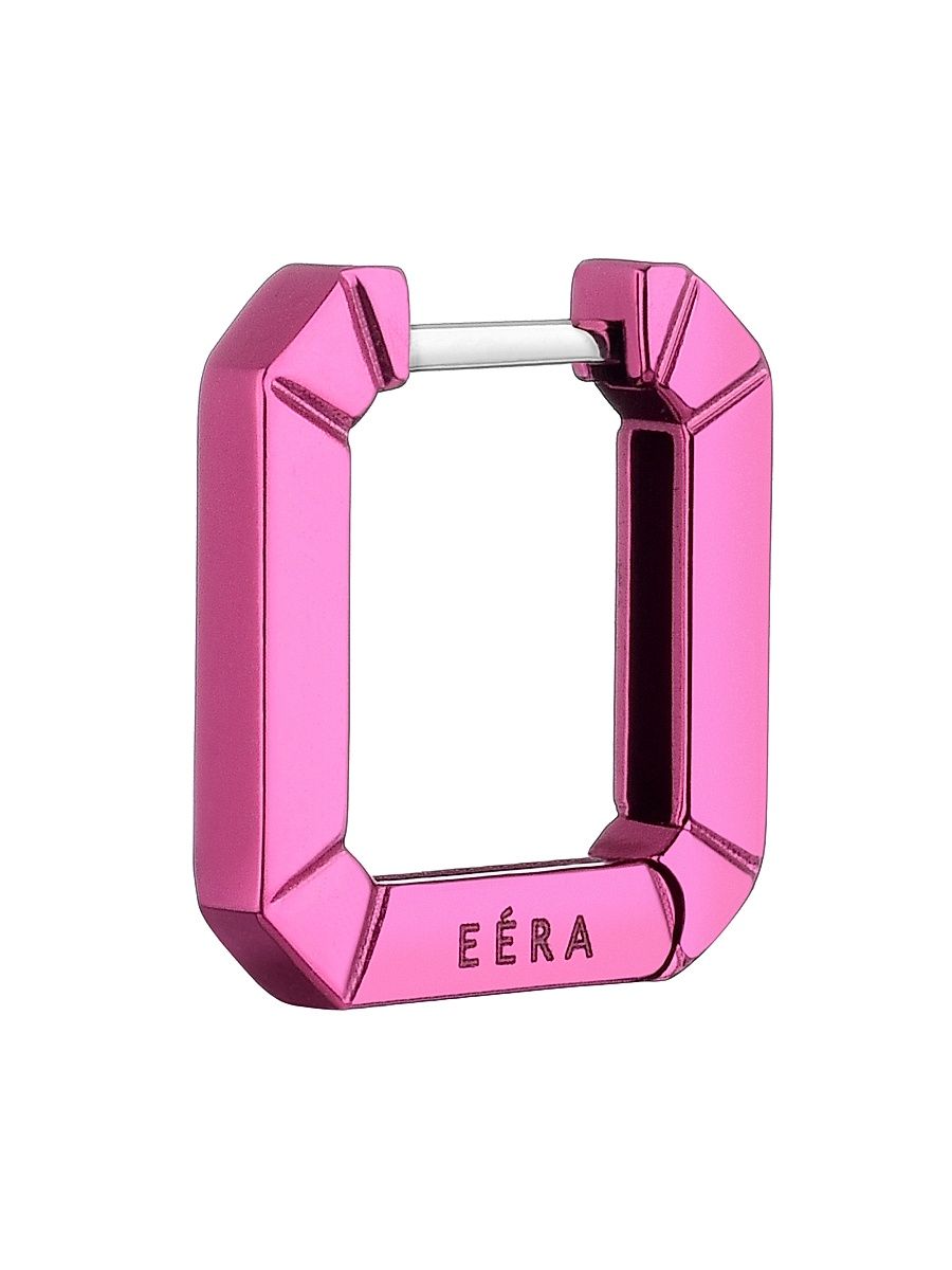 Women's Mini Candy 18K White Gold Geometric Hoop Earring - Fuchsia