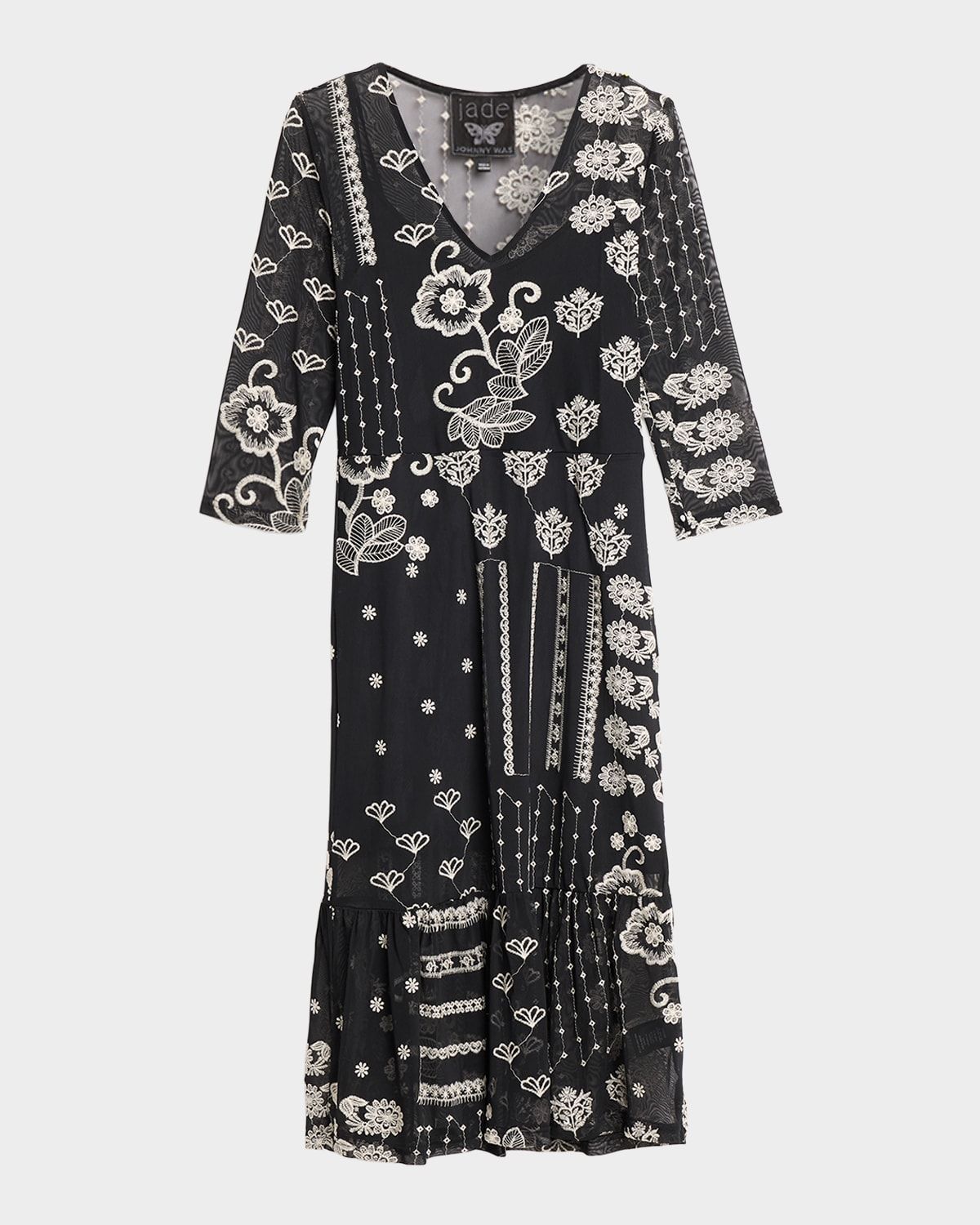 Wynona Patchwork Embroidered Midi Dress