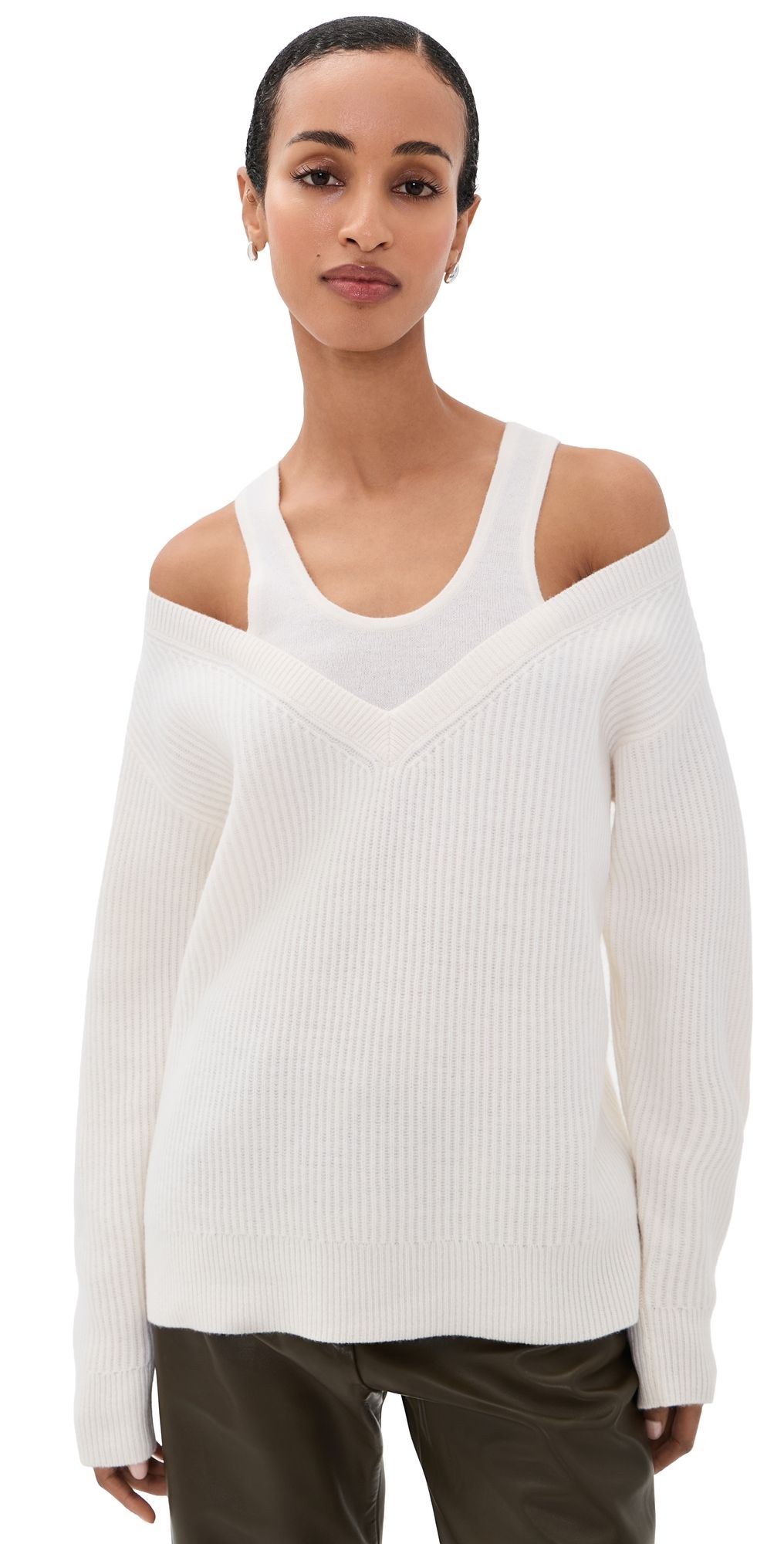 Helmut Lang Double Layered Wool Sweater Ivory S