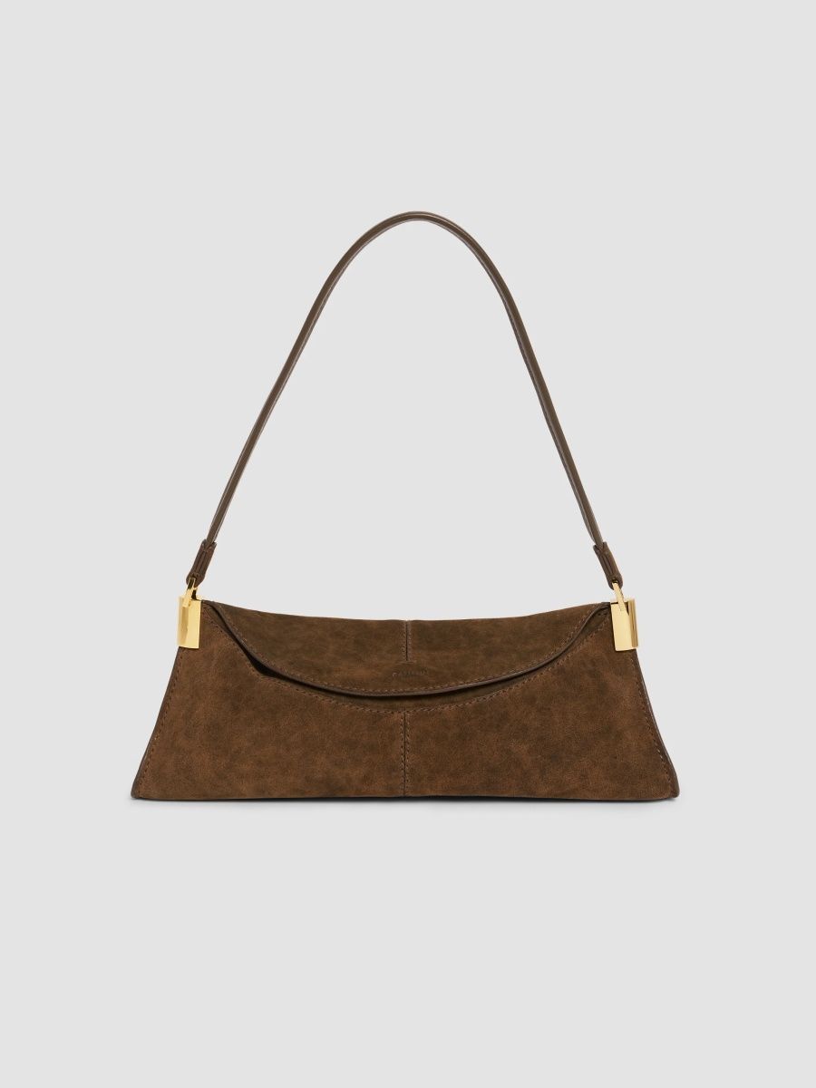 Balmain Women's 64-83 Small Suede Shoulder Bag - Marron