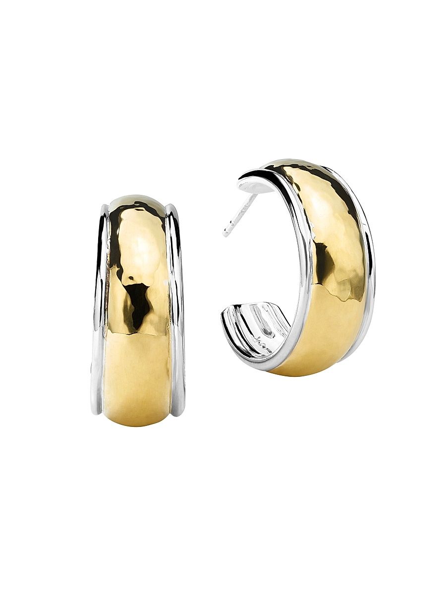 Women's Chimera Sterling Silver & 18K Gold Classico Tapered Dome Hoop Earrings - Silver Gold
