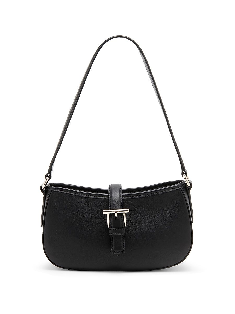 Women's Mini T-Bar Leather Shoulder Bag - Black Silver