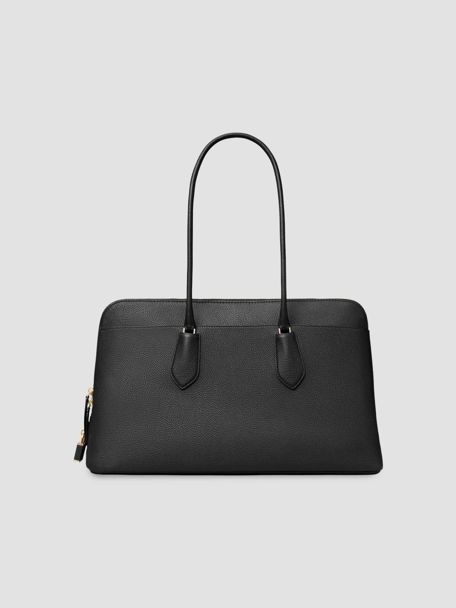 Tory Burch Women's Lock Pebbled Leather Shoulder Bag - Black
