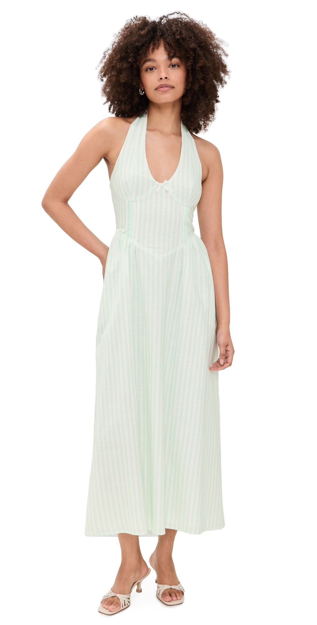 Seven Wonders Calianna Midi Dress Mint Stripe XL