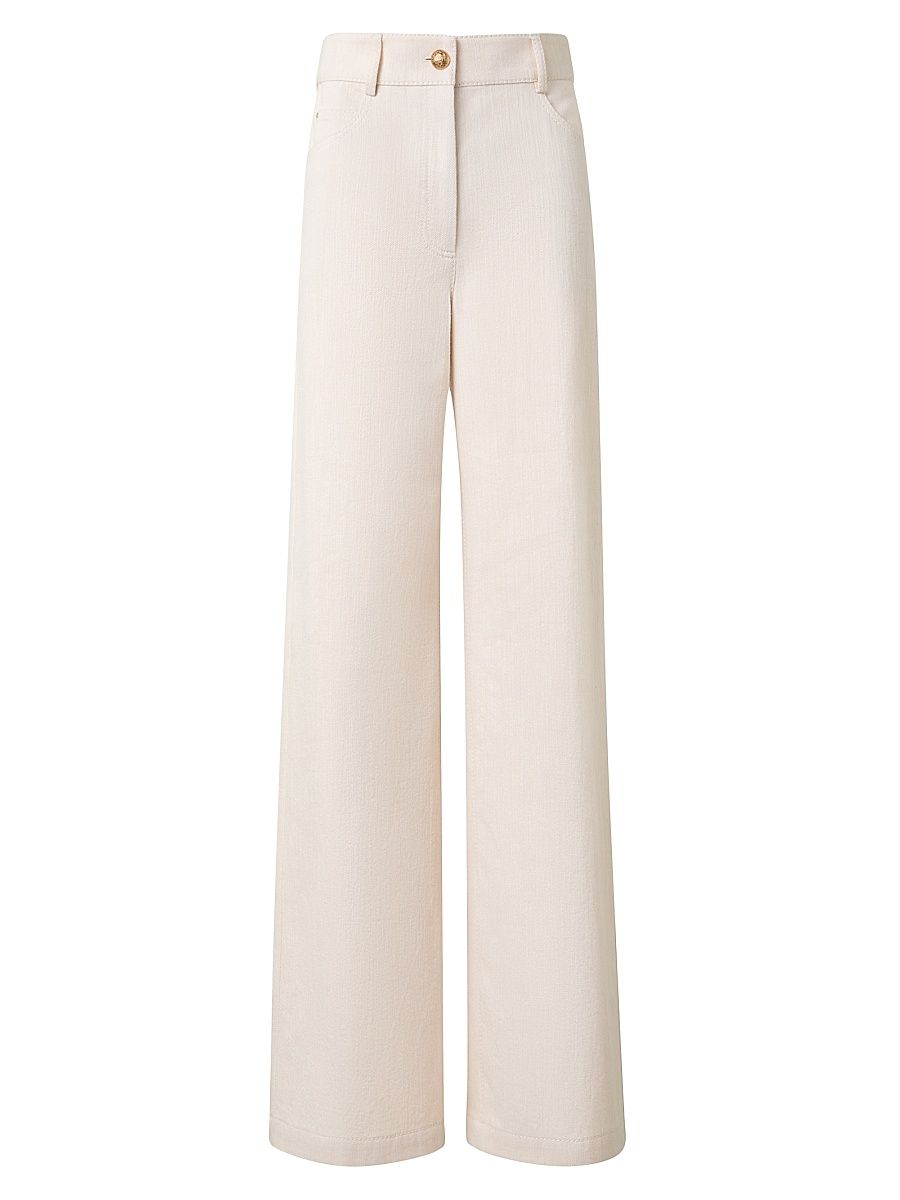 Women's Cooper Cotton-Wool Wide-Leg Pants - Cashew - Size 10