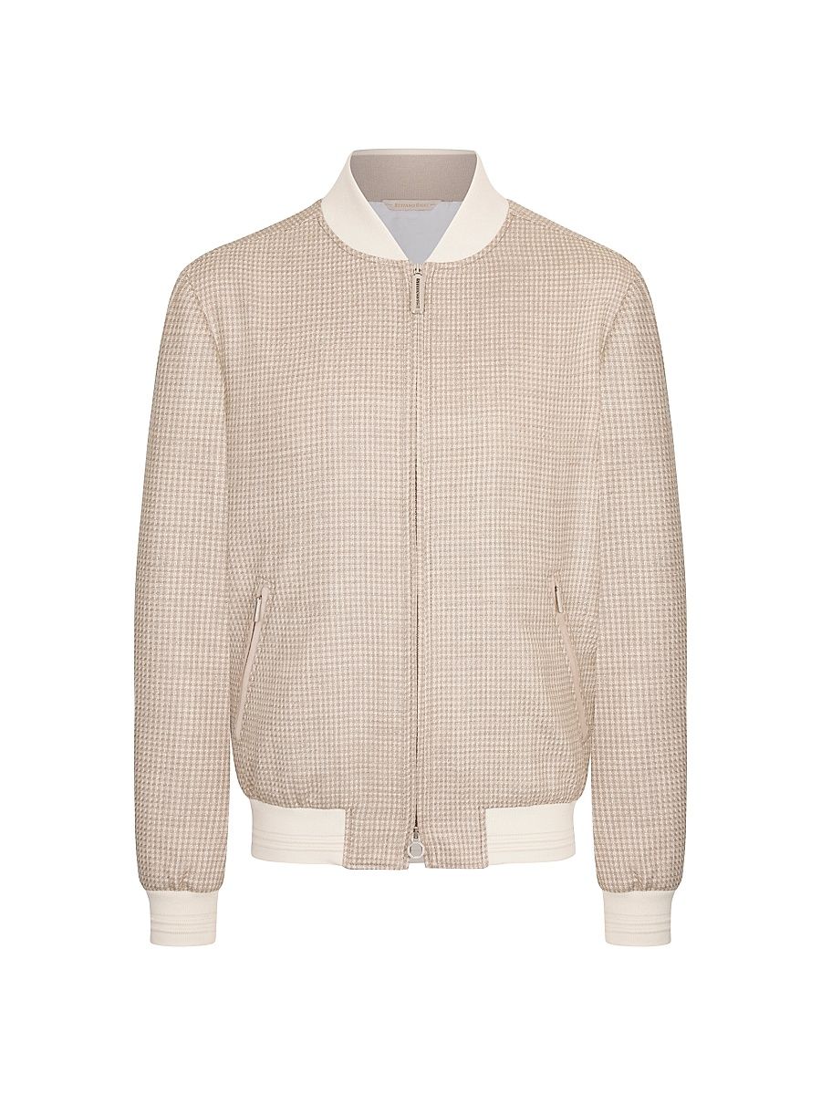 Men's Wool and Silk Blend Blouson Jacket - Beige - Size 46