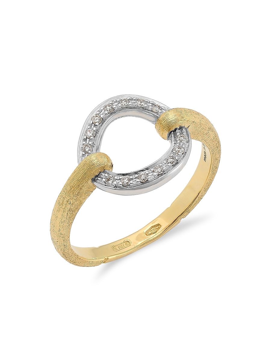Women's Jaipur Two-Tone 18K Gold & Diamond Flat-Link Ring - Gold - Size 7