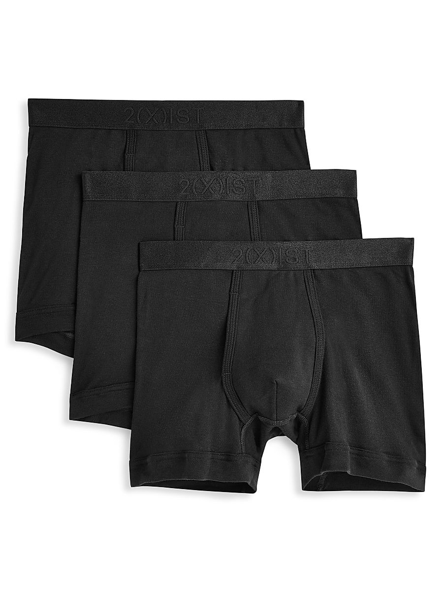 Men 3-Pack Pima Cotton Boxer Briefs - Black - Size Small