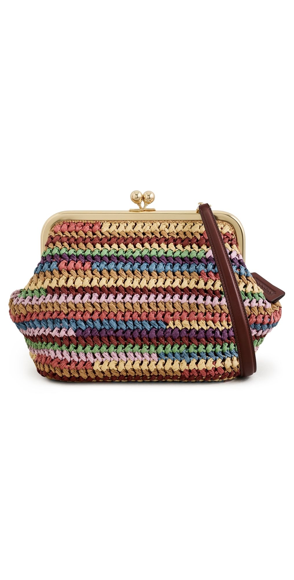 Coach Large Weave Straw Kisslock Frame Bag 27 Multi One Size
