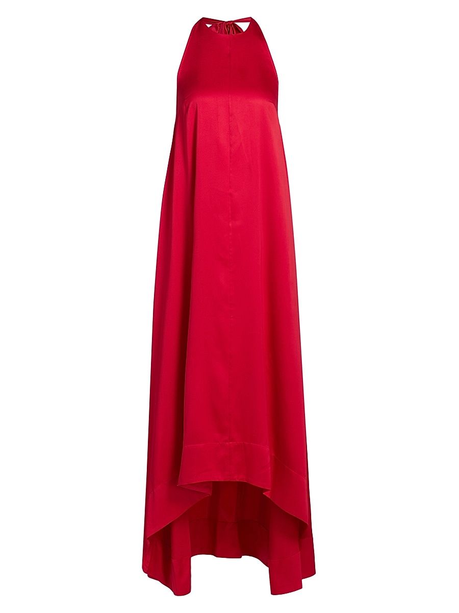 Women's Liora Hammered-Satin Halterneck Gown - Rouge - Size XL