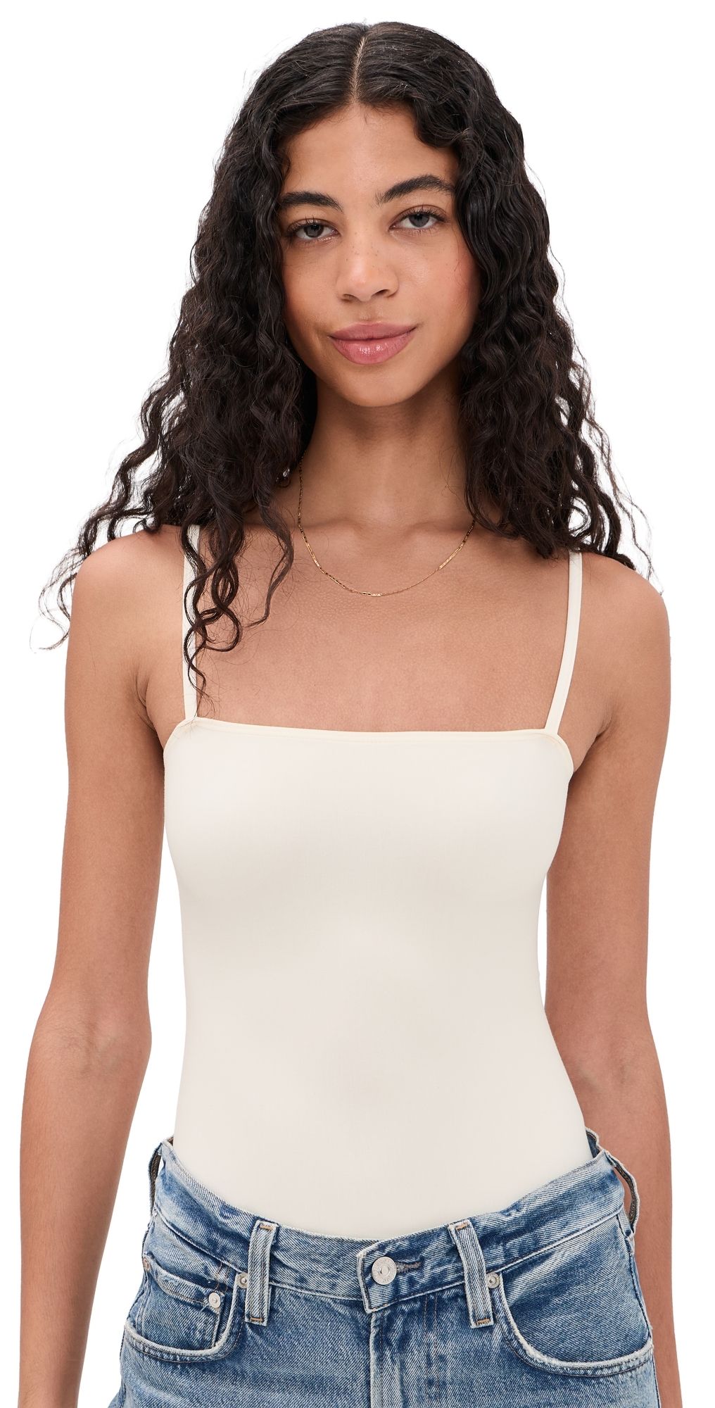 Commando Butter Luxe Straight Cami Thong Bodysuit Ivory XS