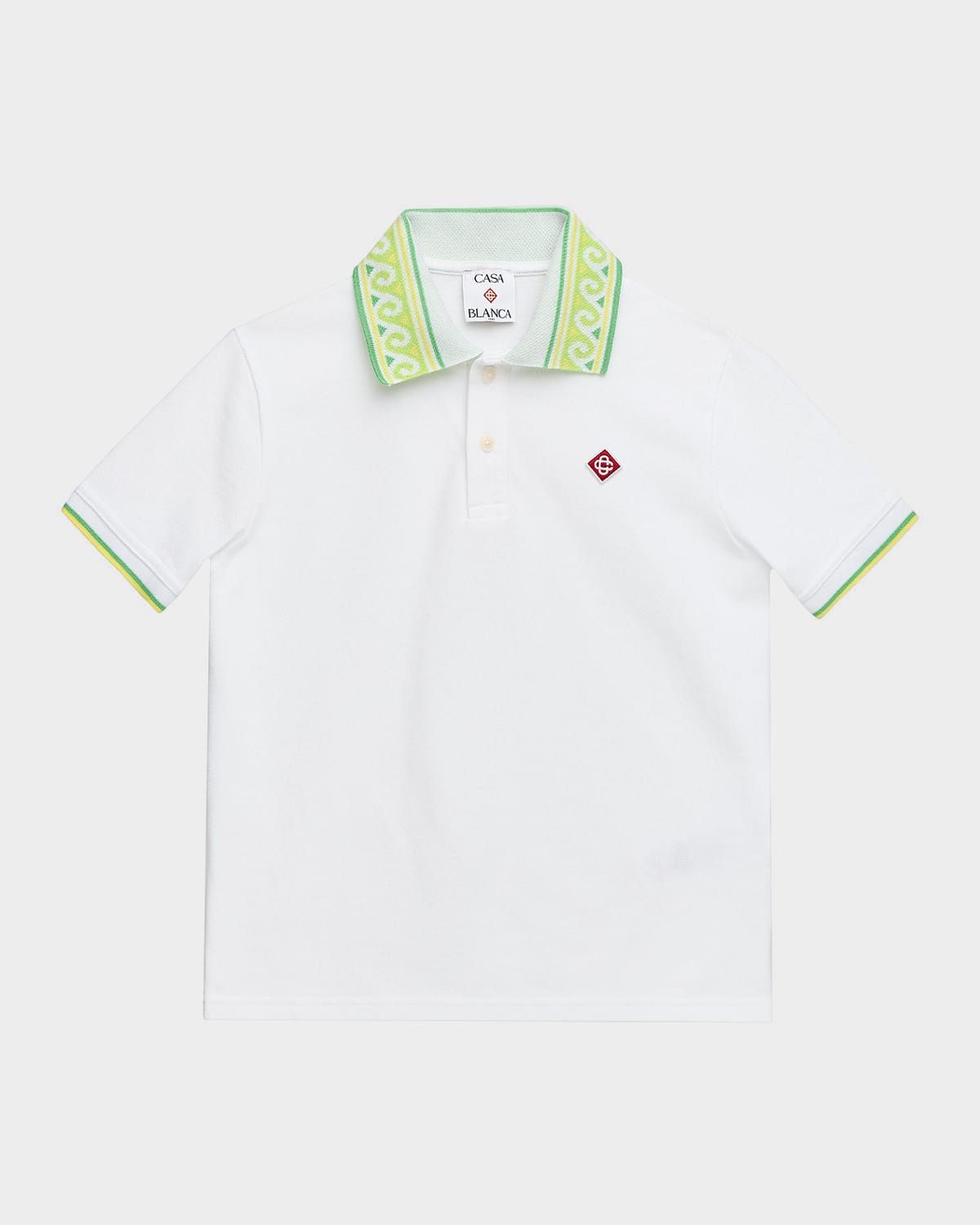 Boy & apos;s Contrast-Trim Laurel-Collar Polo Shirt, Size 3-12