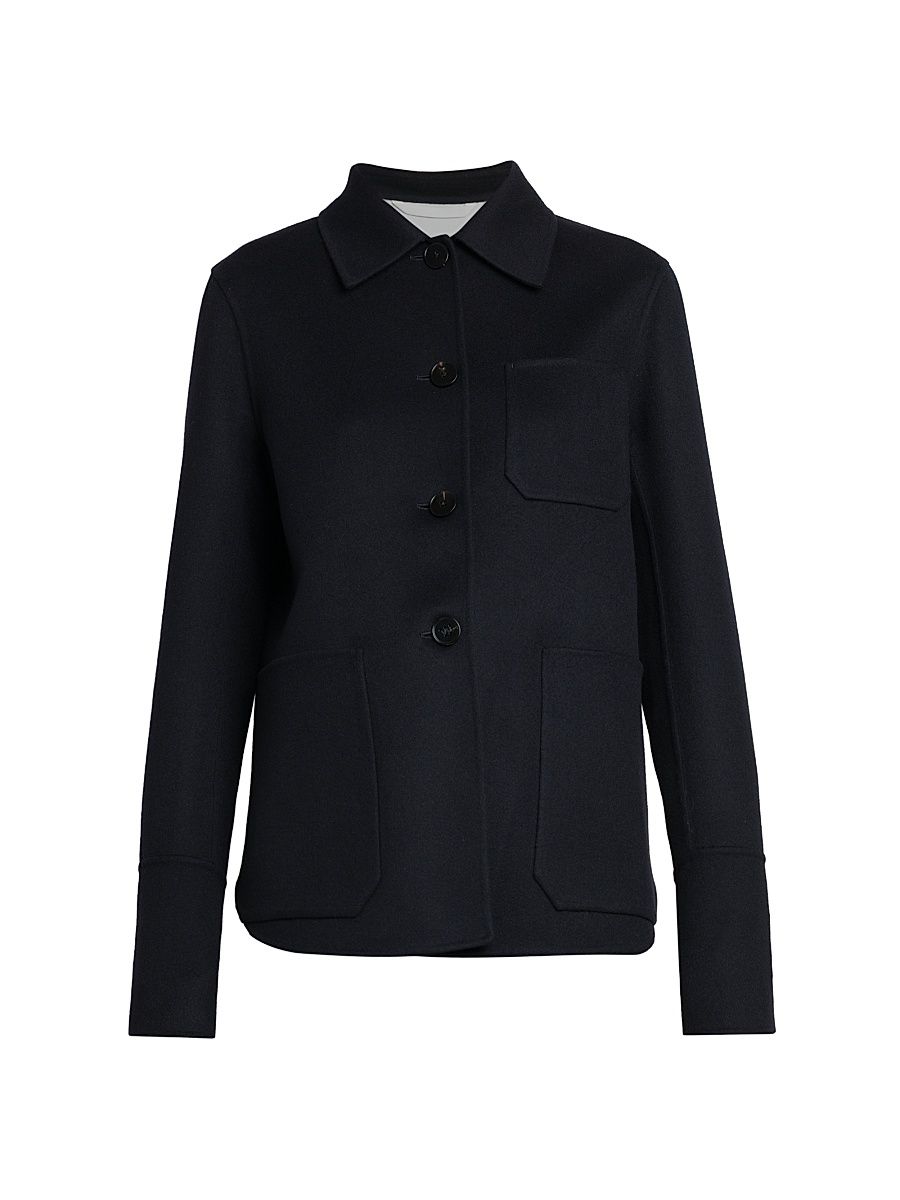 Women's Cashmere Shirt Jacket - Navy - Size 10