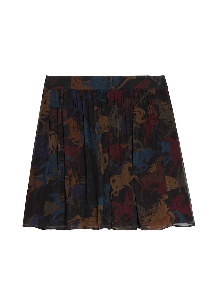 Zadig & Voltaire Women's Jadys Mousseline Horse-Printed A-Line Miniskirt - Dark Chocolate - Size Medium