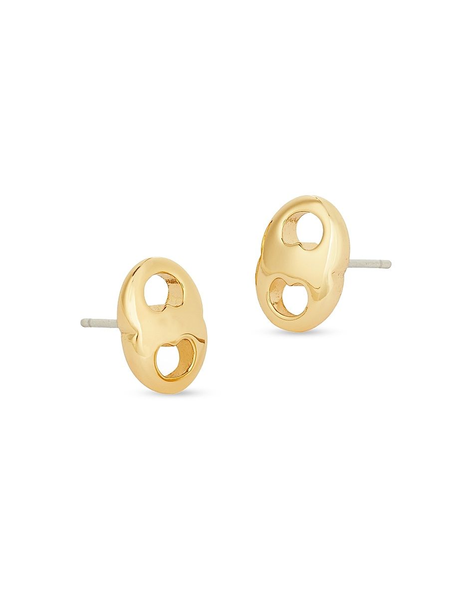 Women's Gemini Silvertone Stud Earrings - Light Brass