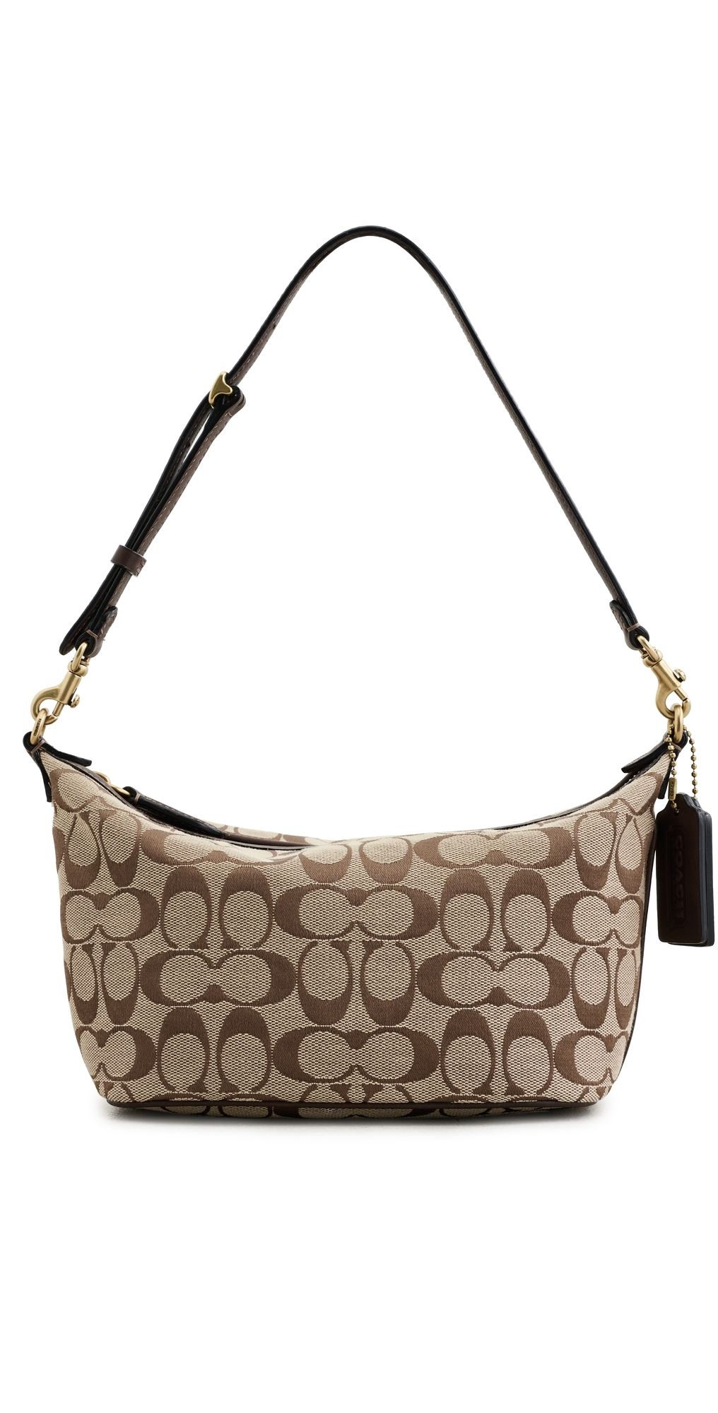 Coach Signature Jacquard Pouch Shoulder Bag Khaki Maple One Size