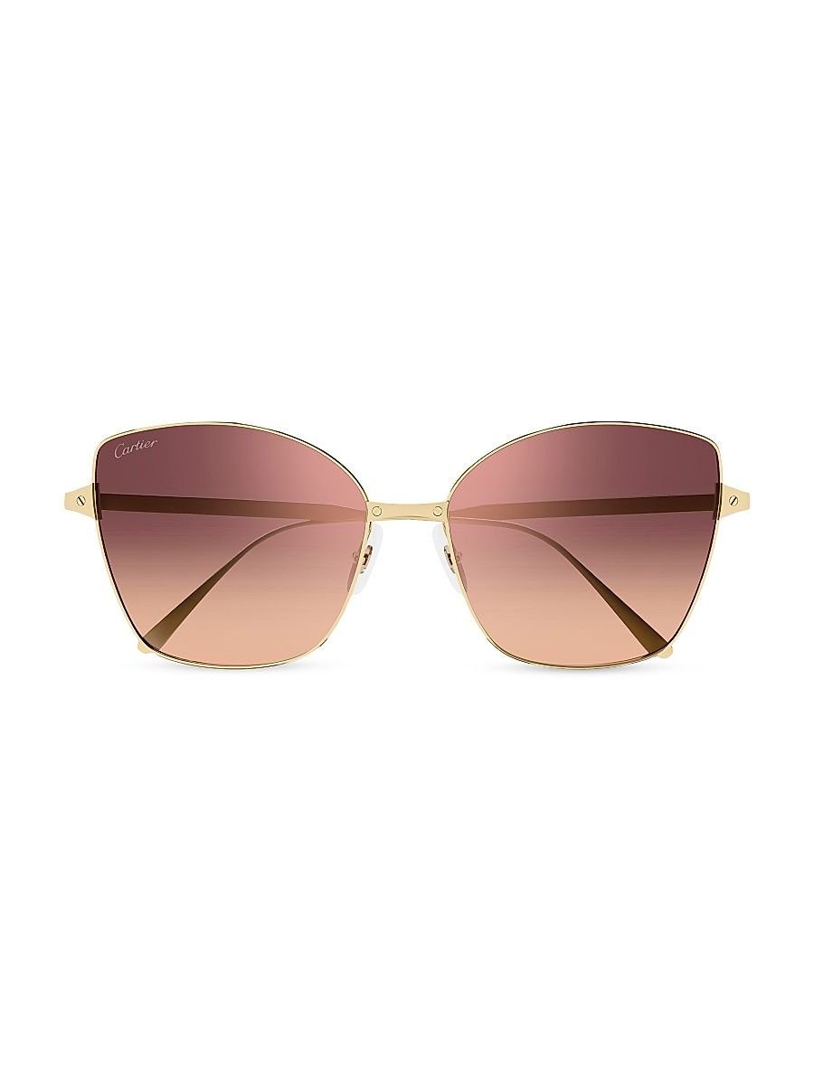 Women's Santos De Cartier 59MM Cat-Eye Sunglasses - Gold