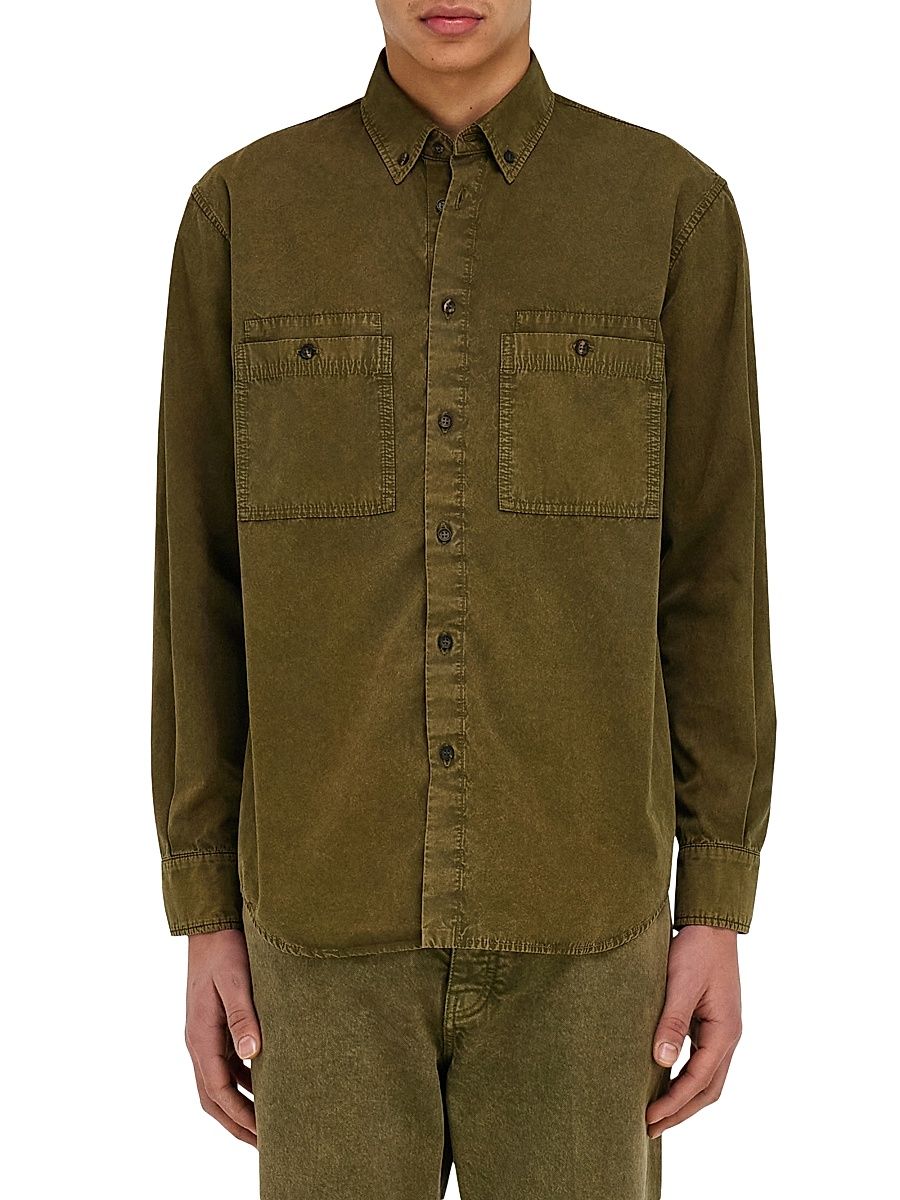 Men's Cotton-Silk Work Shirt - Olive - Size XL