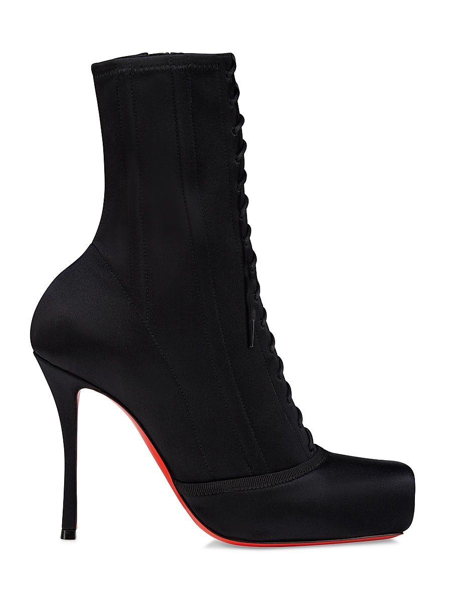 Women's Pavlova 100MM Booties in Crepe Satin - Black - Size 5