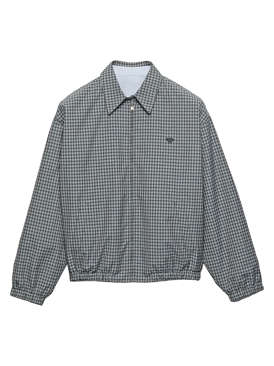 Women's Checked Poplin Jacket - Grey - Size 0