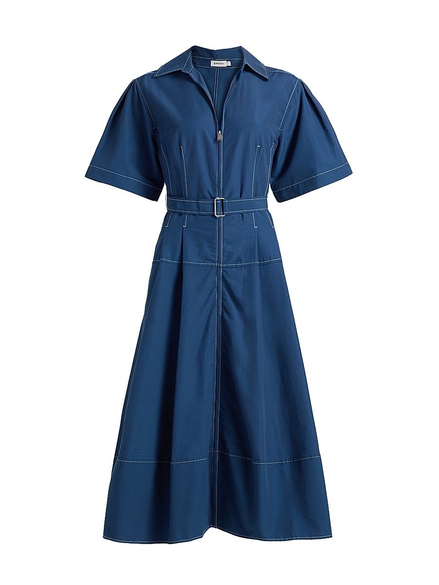 Women's Meridith Cotton Midi-Shirtdress - Dark Indigo - Size 0